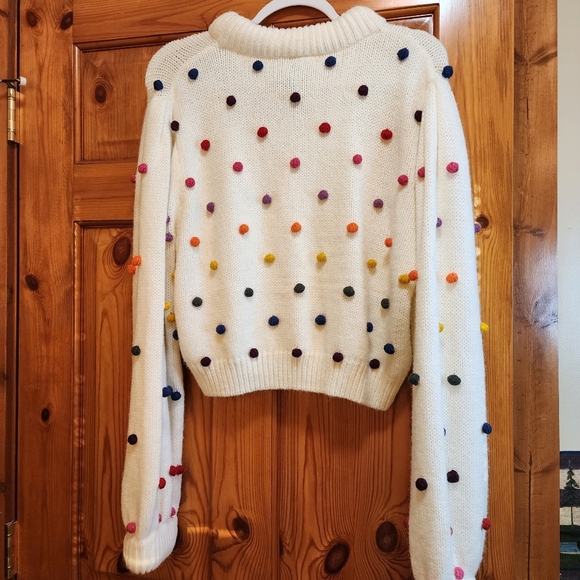FARM Rio White Rainbow Dot Sweater, Size L - Picture 6 of 7